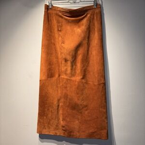 VTG Pia Rucci Suede Leather Maxi Skirt Brown Lined Boho Western Luxury‎ SzM